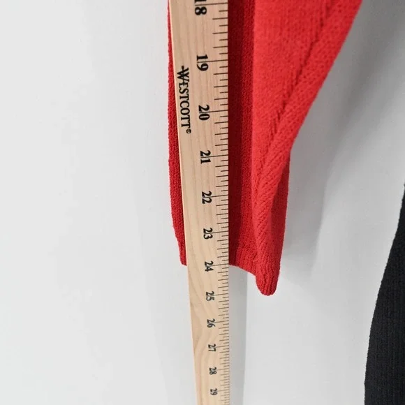 Vtg 80s ST JOHN Dress Size 8 Santana Knit Colorblock Red Black Mock Neck Shift - Picture 7 of 15
